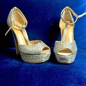 Prom , ball or gala heels iridescent stones platform